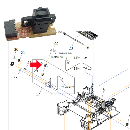 GC Original Paper Feed Encoder PCB Ass'y for Canon MAXIFY GX3070 – Part No. QM8-0734-000